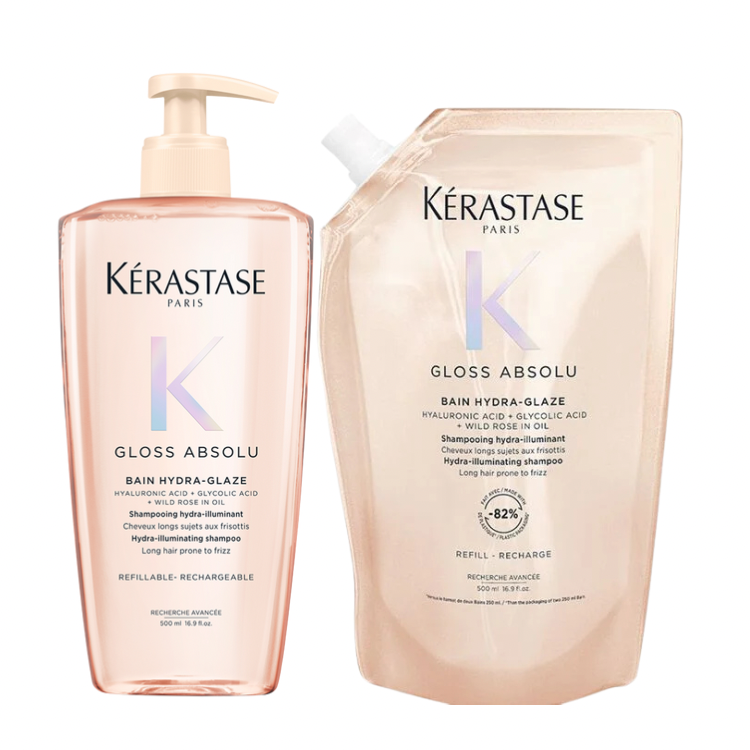 Kérastase Gloss Absolu Bain Hydra Glaze 500ml + Refill 500ml